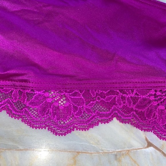 New VERY SEXY Micro Lace Inset Cheeky Bikini Satin Silky Pink Panty XS - Picture 9 of 9